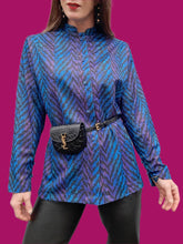Charger l'image dans la galerie, Chemisier vintage Margot - Zébré en dégradé. Col mandarin. Taille M, 38, 40. Coutureine. Made in France.