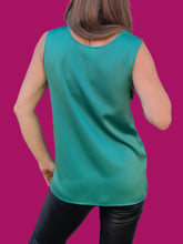 Charger l'image dans la galerie, Haut vintage Léana - Vert canard. Taille S, 36, 38. Marie Clémence. Made in France.