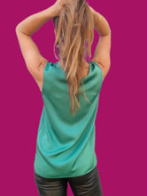 Charger l'image dans la galerie, Haut vintage Léana - Vert canard. Taille S, 36, 38. Marie Clémence. Made in France.