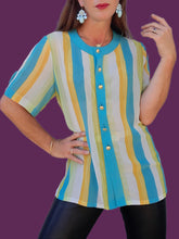 Charger l'image dans la galerie, Blouse vintage Gaelle - A rayures. Taille M, 38, 40. Marie Clémence. Made in France