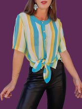 Charger l'image dans la galerie, Blouse vintage Gaelle - A rayures. Taille M, 38, 40. Marie Clémence. Made in France
