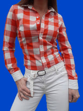 Charger l'image dans la galerie, Chemisier "Seconde" Prisca - A carreaux rouges et blancs. Taille XS, 34, 36
