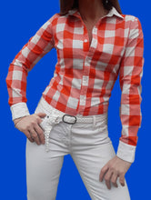 Charger l'image dans la galerie, Chemisier "Seconde" Prisca - A carreaux rouges et blancs. Taille XS, 34, 36