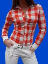 Charger l'image dans la galerie, Chemisier "Seconde" Prisca - A carreaux rouges et blancs. Taille XS, 34, 36