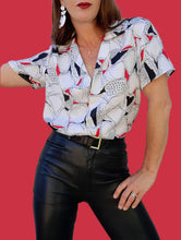 Charger l'image dans la galerie, Chemisier vintage Tina - Imprimé graphique. Taille M, 38, 40 Made in France