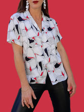 Charger l'image dans la galerie, Chemisier vintage Tina - Imprimé graphique. Taille M, 38, 40 Made in France