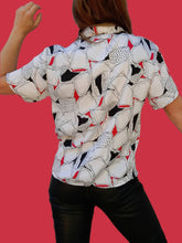 Charger l'image dans la galerie, Chemisier vintage Tina - Imprimé graphique. Taille M, 38, 40 Made in France