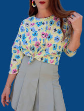 Charger l'image dans la galerie, Blouse vintage Valentine - Fleurie. Taille L, 40, 42. Made in France