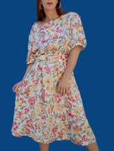 Charger l'image dans la galerie, Robe vintage Charlène - Imprimé fleuri naturel. Taille XXXXL, 48, 50. Carole Vermier. Made in France.