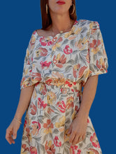 Charger l'image dans la galerie, Robe vintage Charlène - Imprimé fleuri naturel. Taille XXXXL, 48, 50. Carole Vermier. Made in France.