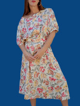 Charger l'image dans la galerie, Robe vintage Charlène - Imprimé fleuri naturel. Taille XXXXL, 48, 50. Carole Vermier. Made in France.
