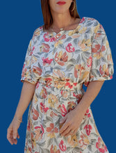 Charger l'image dans la galerie, Robe vintage Charlène - Imprimé fleuri naturel. Taille XXXXL, 48, 50. Carole Vermier. Made in France.