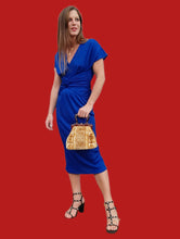 Charger l'image dans la galerie, Robe vintage Justine - Bleu roi, nœud à la taille. Taille S, 36, 38. Franck et Fils. Made in France.