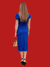 Charger l'image dans la galerie, Robe vintage Justine - Bleu roi, nœud à la taille. Taille S, 36, 38. Franck et Fils. Made in France.