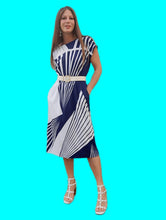 Charger l'image dans la galerie, Robe vintage Clarence - Rayée bleu et blanc. Taille M, 38, 40. Gerard Pasquier. Made in France.