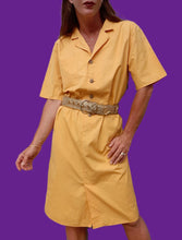Charger l'image dans la galerie, Robe vintage Candice - Chemise jaune en coton. Taille L, 40, 42. Made in Italy.
