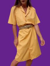Charger l'image dans la galerie, Robe vintage Candice - Chemise jaune en coton. Taille L, 40, 42. Made in Italy.