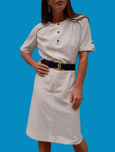 Charger l'image dans la galerie, Robe vintage Carrie - Blanc cassé et bleu marine. Taille S, 36, 38. Margine. Made in France.