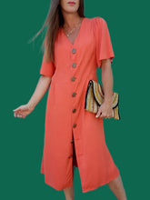 Charger l'image dans la galerie, Robe vintage Élina - Toute boutonnée orange. XL, 42, 44.