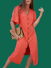Charger l'image dans la galerie, Robe vintage Élina - Toute boutonnée orange. XL, 42, 44.