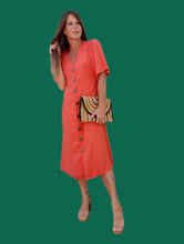 Charger l'image dans la galerie, Robe vintage Élina - Toute boutonnée orange. XL, 42, 44.
