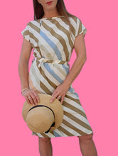 Charger l'image dans la galerie, Robe vintage Ariane - Rayures diagonales. Taille S, 36, 38. Gérard Pasquier