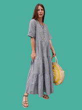 Charger l'image dans la galerie, Robe longue Fanny - Baby Doll Vichy noir et blanc. A volants. Taille L, 40, 42