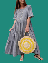 Charger l'image dans la galerie, Robe longue Fanny - Baby Doll Vichy noir et blanc. A volants. Taille L, 40, 42