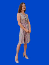Charger l'image dans la galerie, Robe vintage Donna - Tissu texturé parme, anis, vert et blanc. Taille XS, 34, 36