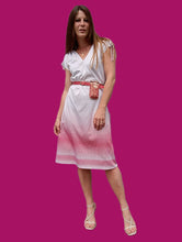 Charger l'image dans la galerie, Robe vintage Heidi - Blanche dégradé de pois rose fuchsia. Taille M, 38, 40