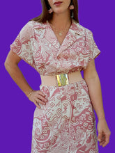 Charger l'image dans la galerie, Robe vintage Nadia - Maxi paisley vieux rose, double boutonnage. Taille XL, 42,44