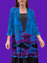 Charger l'image dans la galerie, Robe vintage Soline - Effet de superposition. Tissu ondulé et plissé permanent. Taille XXXL ou 46, 48. Made in France.