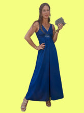 Charger l'image dans la galerie, Robe de cérémonie vintage Nelly - Bleu canard. Empiècement lotus. Taille S, 36, 38. Made in France