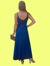 Charger l'image dans la galerie, Robe de cérémonie vintage Nelly - Bleu canard. Empiècement lotus. Taille S, 36, 38. Made in France