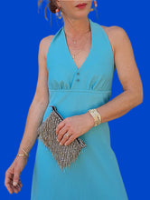 Charger l'image dans la galerie, Robe de cérémonie vintage Louizane - Dos nu, maxi longueur turquoise. Taille M, 38, 40