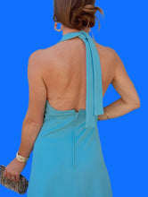 Charger l'image dans la galerie, Robe de cérémonie vintage Louizane - Dos nu, maxi longueur turquoise. Taille M, 38, 40