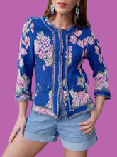 Charger l'image dans la galerie, Gilet "Seconde" Adèle - Fleurs Japonisante et franges. Taille XS, 34, 36. Madeleine.