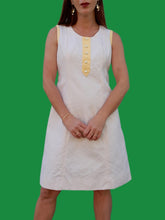 Charger l'image dans la galerie, Robe vintage Norine - Trois trous. Jaune et blanche. Taille M, 38, 40.
