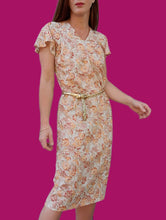 Charger l'image dans la galerie, Robe vintage Grâce - Manches papillon. Fleurie. Taille S, 36, 38. Made in France.