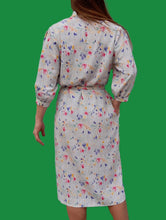 Charger l'image dans la galerie, Robe vintage Juna - Manches à crevé et fleurettes multicolores. Taille L, 40, 42. Devernois. Made in France.