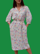 Charger l'image dans la galerie, Robe vintage Juna - Manches à crevé et fleurettes multicolores. Taille L, 40, 42. Devernois. Made in France.