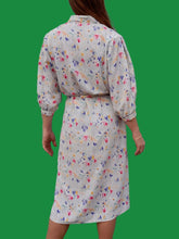 Charger l'image dans la galerie, Robe vintage Juna - Manches à crevé et fleurettes multicolores. Taille L, 40, 42. Devernois. Made in France.