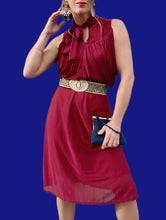 Charger l'image dans la galerie, Robe de soirée vintage Betty - Drapé bordeaux scintillante. Taille S, 36, 38. Made in France