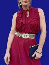 Charger l'image dans la galerie, Robe de soirée vintage Betty - Drapé bordeaux scintillante. Taille S, 36, 38. Made in France