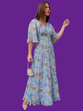 Charger l'image dans la galerie, Robe de cérémonie vintage Stéphanie - Manches papillon. Plissée. Taille L, 40, 42.