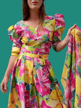 Charger l'image dans la galerie, Robe vintage Prisca - Imprimé floral. Taille M, 38, 40. Anne Marie Belin.