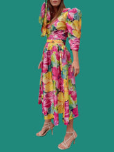 Charger l'image dans la galerie, Robe vintage Prisca - Imprimé floral. Taille M, 38, 40. Anne Marie Belin.