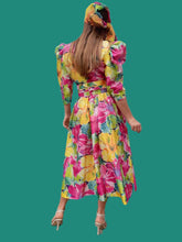 Charger l'image dans la galerie, Robe vintage Prisca - Imprimé floral. Taille M, 38, 40. Anne Marie Belin.