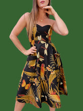 Charger l'image dans la galerie, Robe bustier vintage Souad - Imprimé tropical. Taille S, 36, 38. Made in France