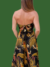 Charger l'image dans la galerie, Robe bustier vintage Souad - Imprimé tropical. Taille S, 36, 38. Made in France